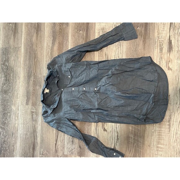 J crew Chambray Blue Top size xxs pocket half button up blouse new - Picture 1 of 3